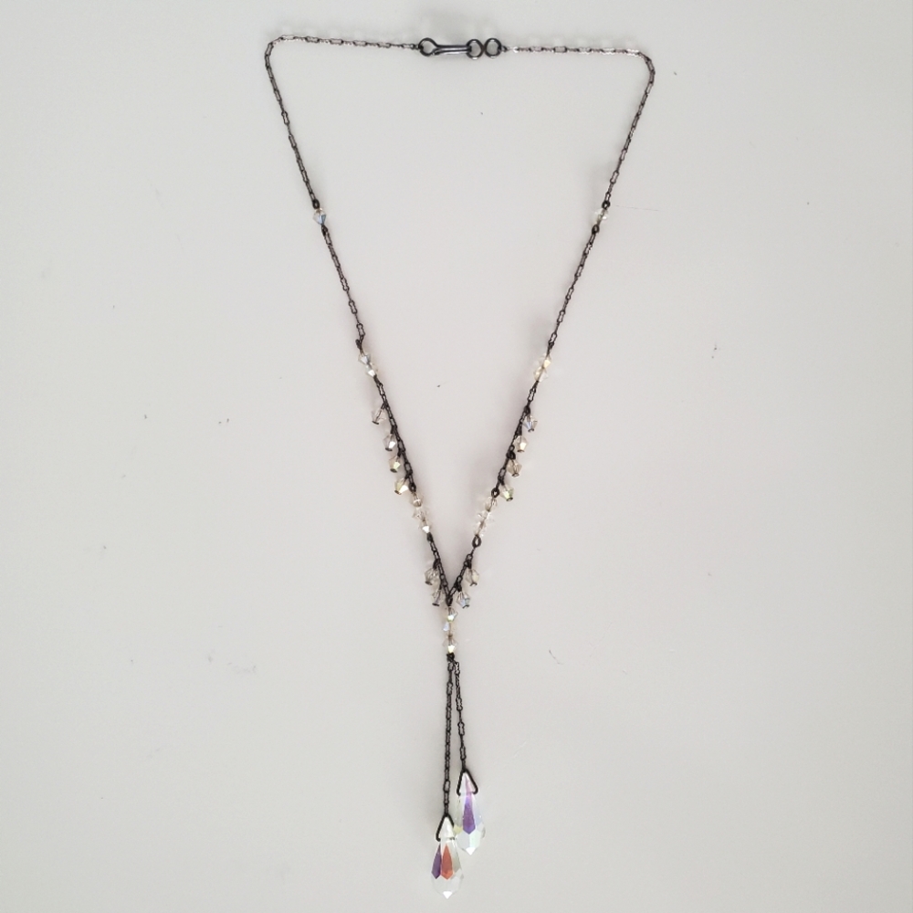 1950s VINTAGE Glass Bead Necklace AB coated
